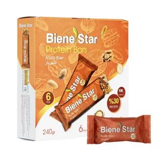 ناتس بار Biene Star-بین استار 40 گرمی 30% پروتئین بسته 6 عددی
